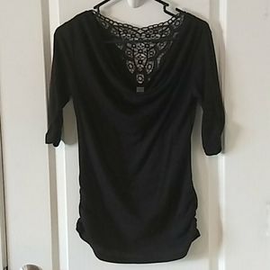 Black cowl neck top